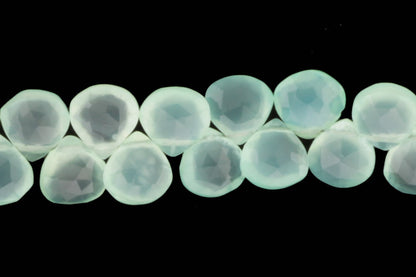 Aqua Chalcedony 7mm Faceted Heart Shaped Briolettes