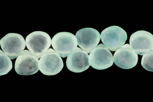 Aqua Chalcedony 7mm Faceted Heart Shaped Briolettes