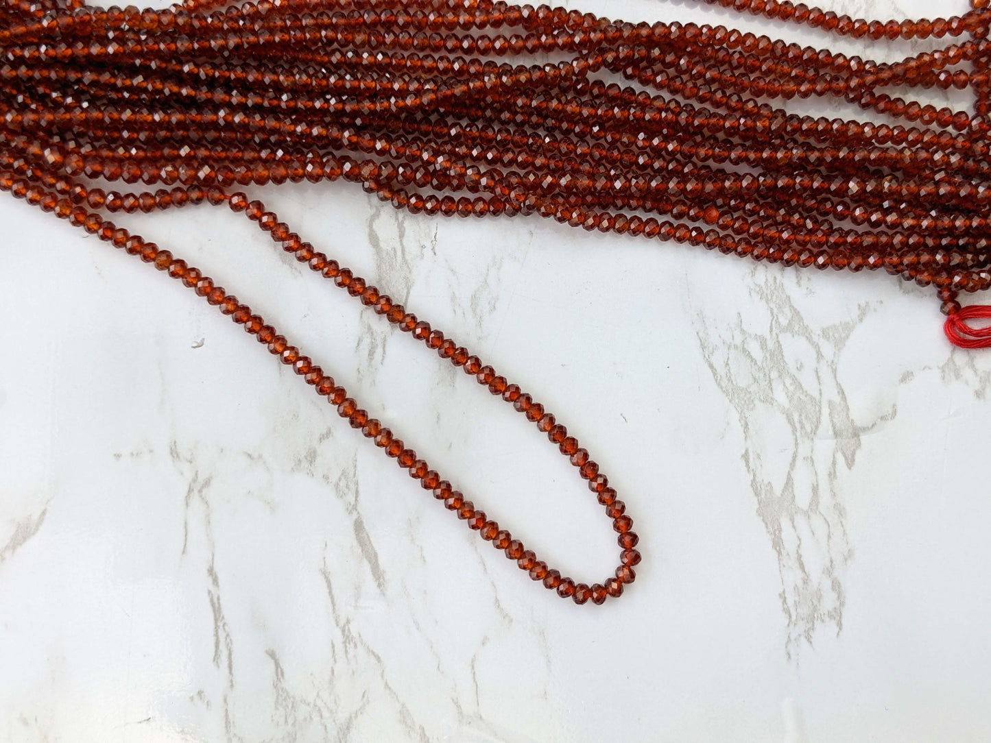 Orange Red Garnet 4mm Faceted Rondelles
