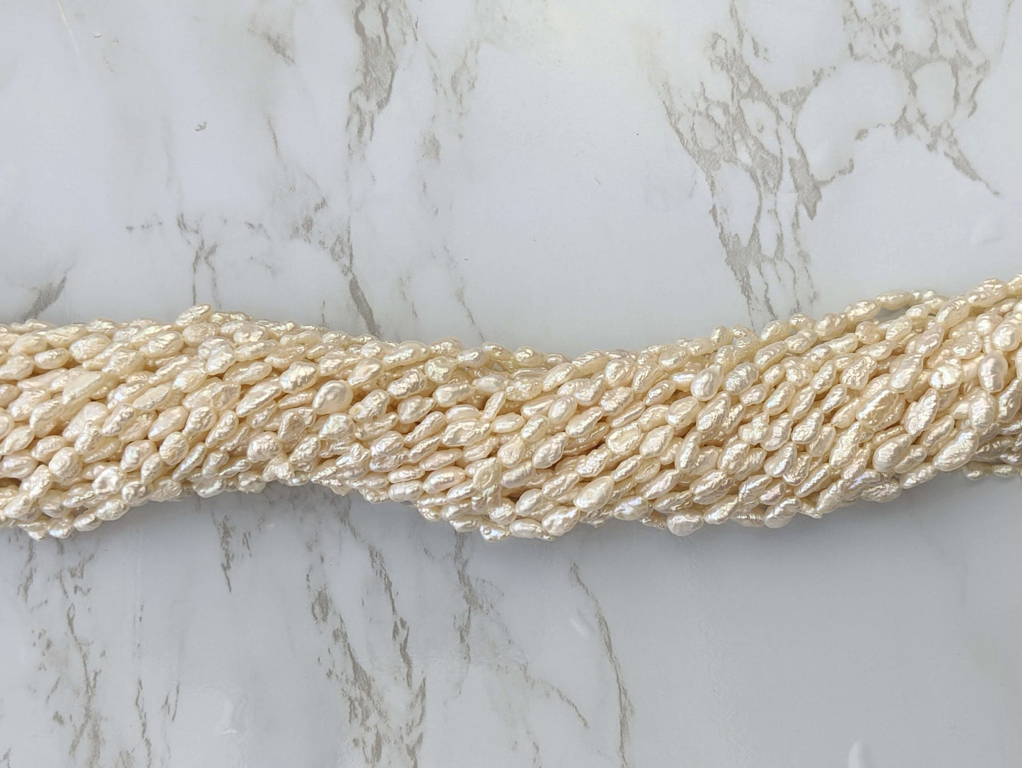 White Freshwater Pearl 7x3mm Biwa Sticks