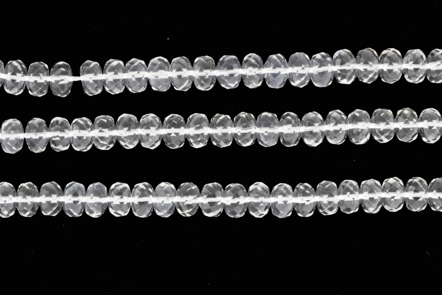 Clear Rock Crystal Quartz 10mm Faceted Rondelles