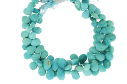 Natural Blue Turquoise 11x7mm Faceted Pear Shaped Briolettes