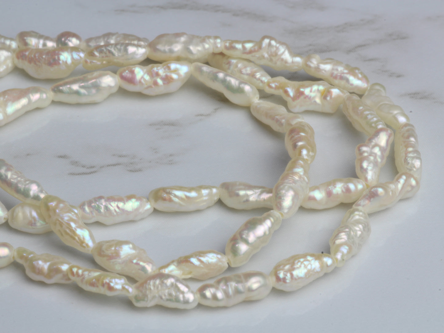 White Freshwater Pearl 3x5mm Biwa Sticks