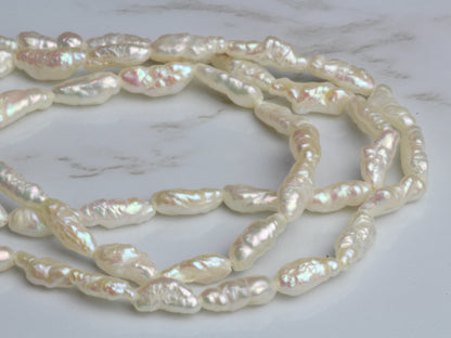 White Freshwater Pearl 3x5mm Biwa Sticks