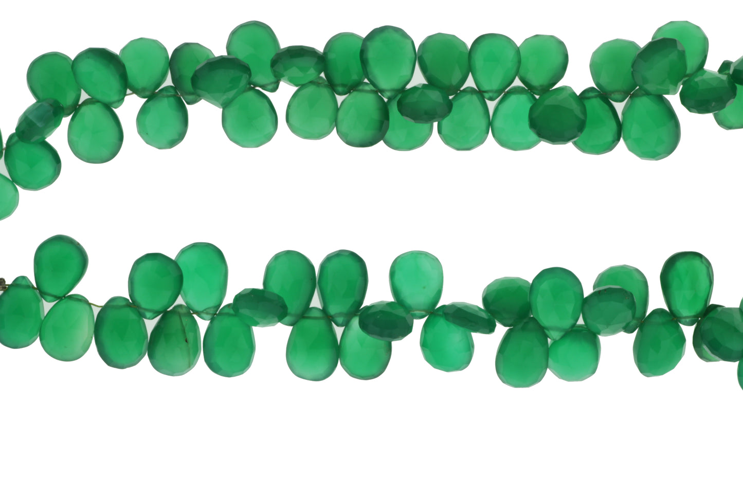 Green Onyx 12x8mm Faceted Pear Shaped Briolettes