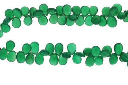 Green Onyx 12x8mm Faceted Pear Shaped Briolettes