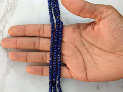 Royal Blue Lapis Lazuli 6mm Faceted Rondelles