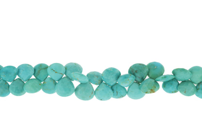 Natural Blue-Green Turquoise 12mm Faceted Heart Shaped Briolettes