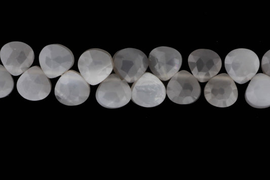 Gray Moonstone 6mm Faceted Heart Shaped Briolettes