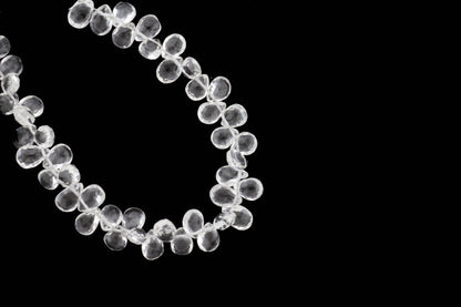 Clear Rock Crystal Quartz 7x5mm Faceted Pear Shaped Briolettes