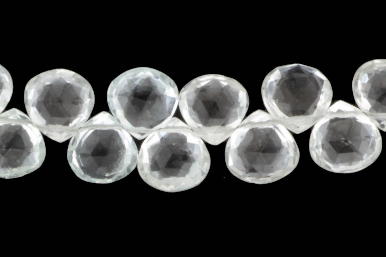 White Topaz 10mm Faceted Heart Shaped Briolettes