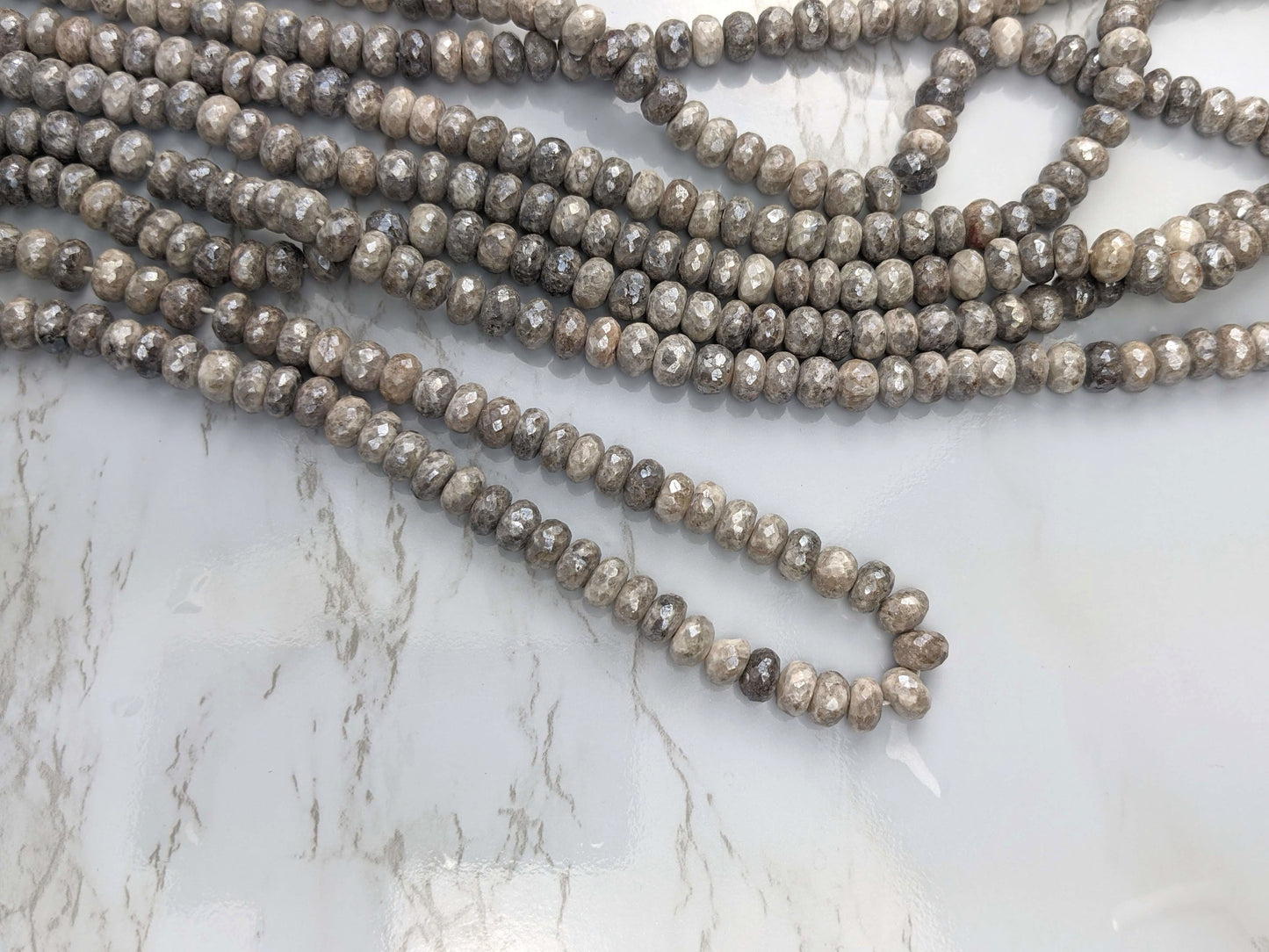 Coated Gray Agate 8mm Faceted Rondelles