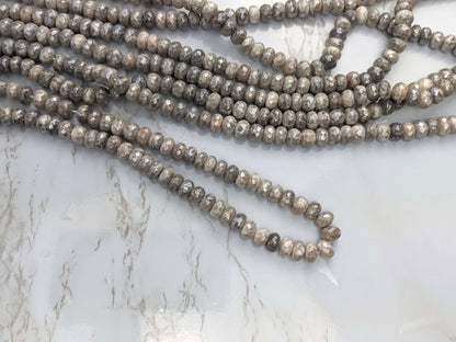 Coated Gray Agate 8mm Faceted Rondelles