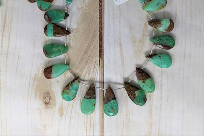 Bi Color Chrysorpase 25x11mm Faceted Pear Shaped Briolettes