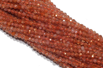 Orange Sunstone 2mm Faceted Rounds