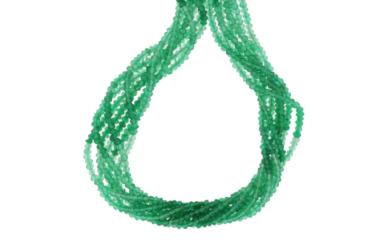 Ombre Green Onyx 2.5mm Faceted Rondelles