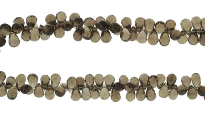 Brown Smoky Quartz 8x5mm Faceted Teardrop Briolettes