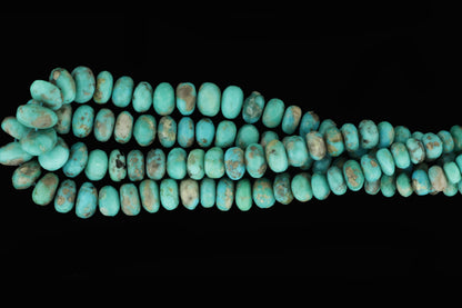 Natural Blue and Black Turquoise 6mm Faceted Rondelles