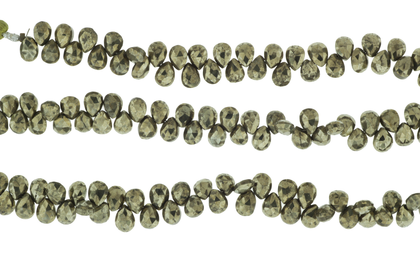 Natural Pyrite 7x5mm Faceted Pear Shaped Briolettes