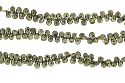Natural Pyrite 7x5mm Faceted Pear Shaped Briolettes
