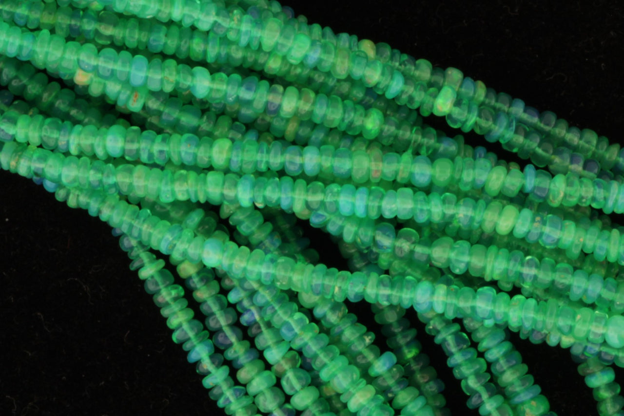 Green Ethiopian Opal 2.5mm Smooth Rondelles