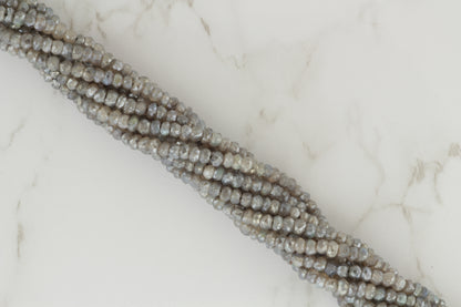 Coated Labradorite 4mm Faceted Rondelles