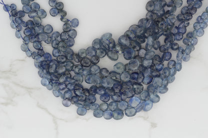 Blue Kyanite 5mm Faceted Heart Shaped Briolettes