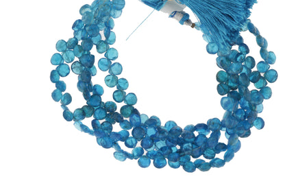 Neon Blue Apatite 5mm Faceted Heart Shaped Briolettes