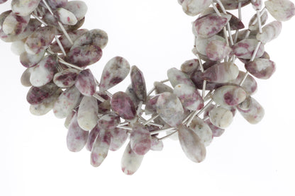 White and Red Ruby Zoisite 16x8mm Faceted Pear Shaped Briolettes