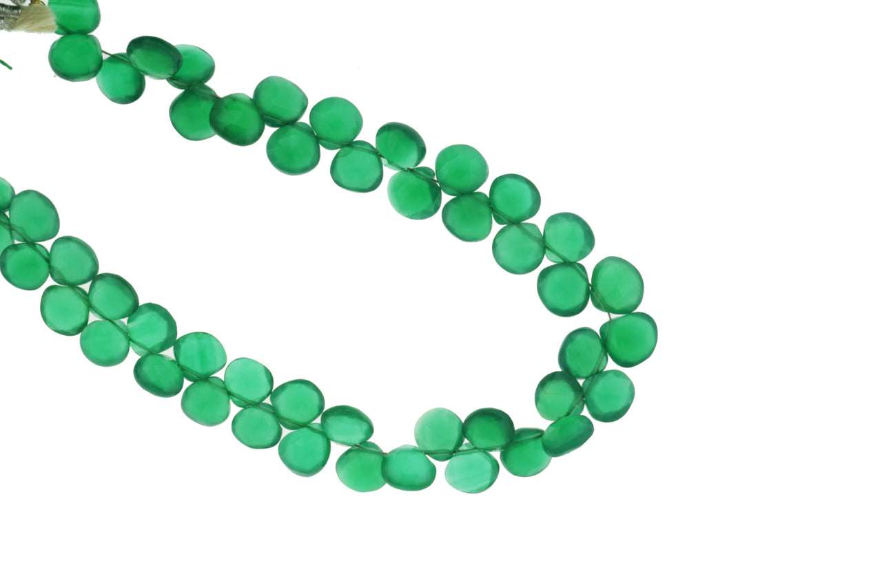 Green Onyx 8mm Faceted Heart Shaped Briolettes