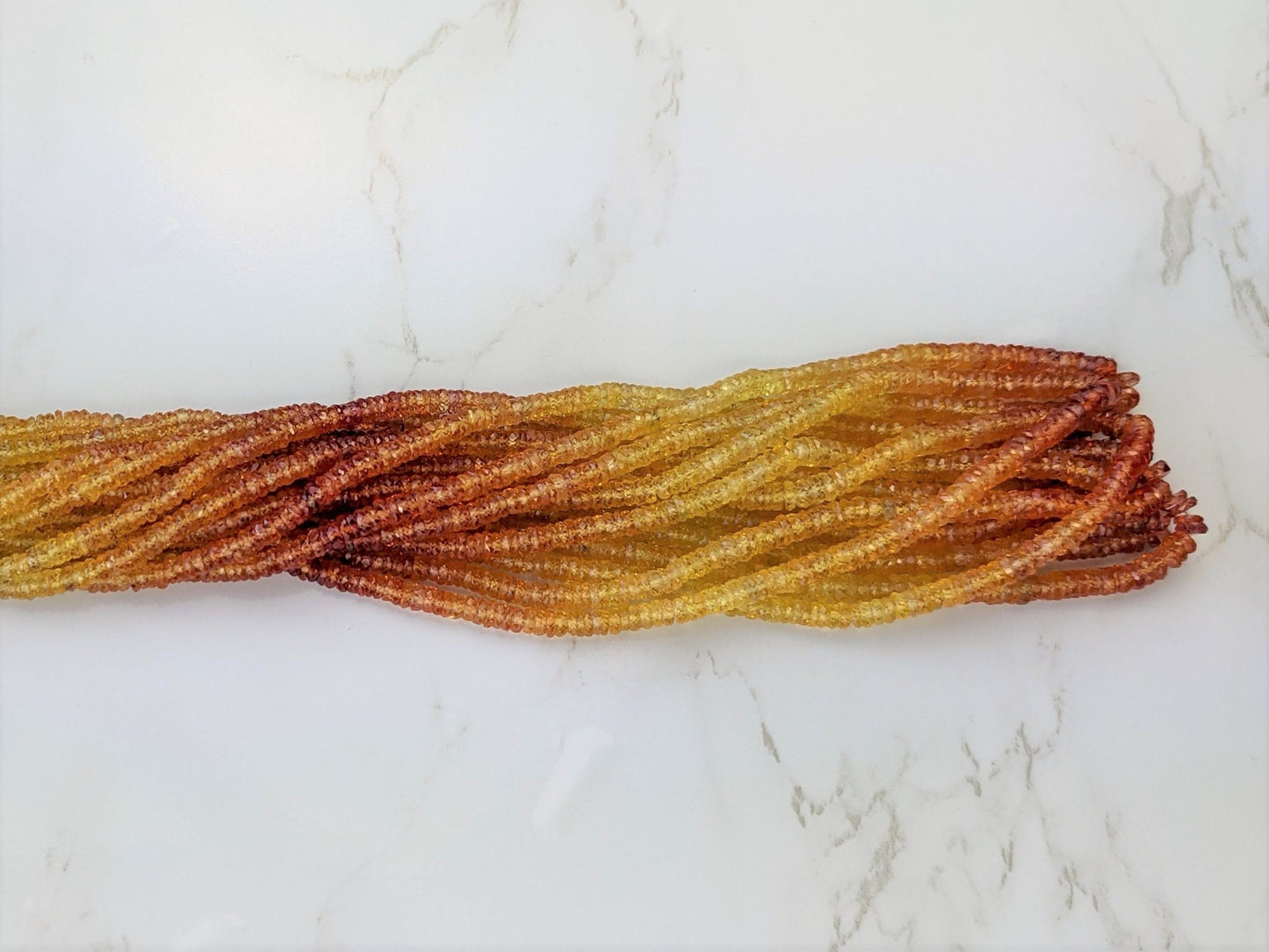 Ombre Orange and Yellow Fire Sapphire 3mm Faceted Tires