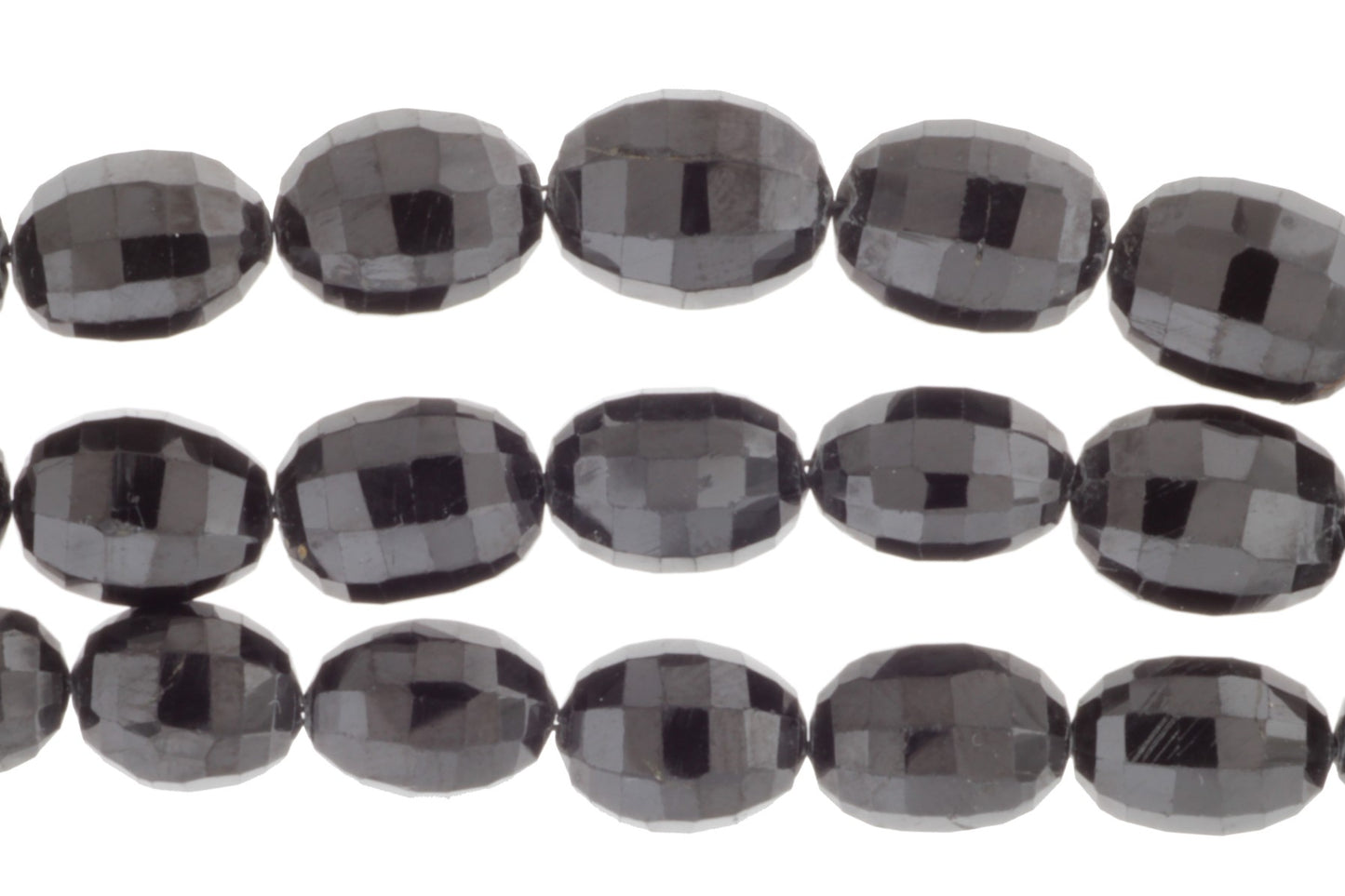 Black Spinel 12x9mm Faceted Drums