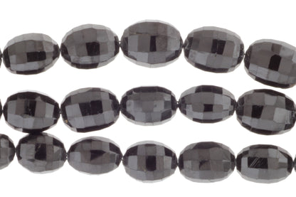 Black Spinel 12x9mm Faceted Drums