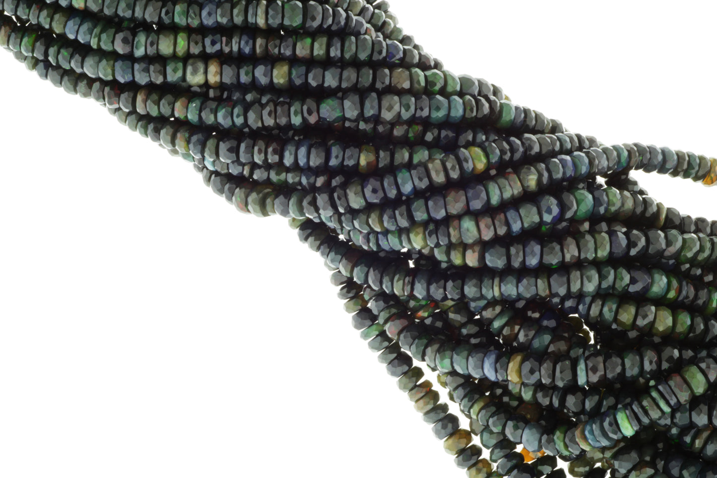 Black Ethiopian Opal 5mm Faceted Rondelles