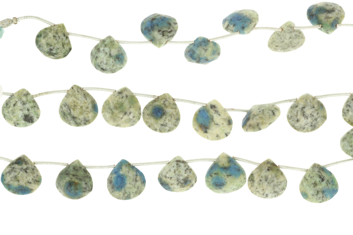 K2 Jasper 12mm Faceted Heart Shaped Briolettes