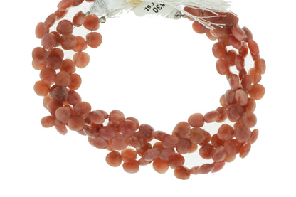 Peach Moonstone 7mm Faceted Heart Shaped Briolettes