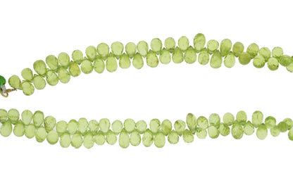 Green Peridot 7x5mm Faceted Teardrop Briolettes