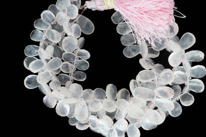 Pink Rose Quartz 12x7mm Faceted Pear Shaped Briolettes