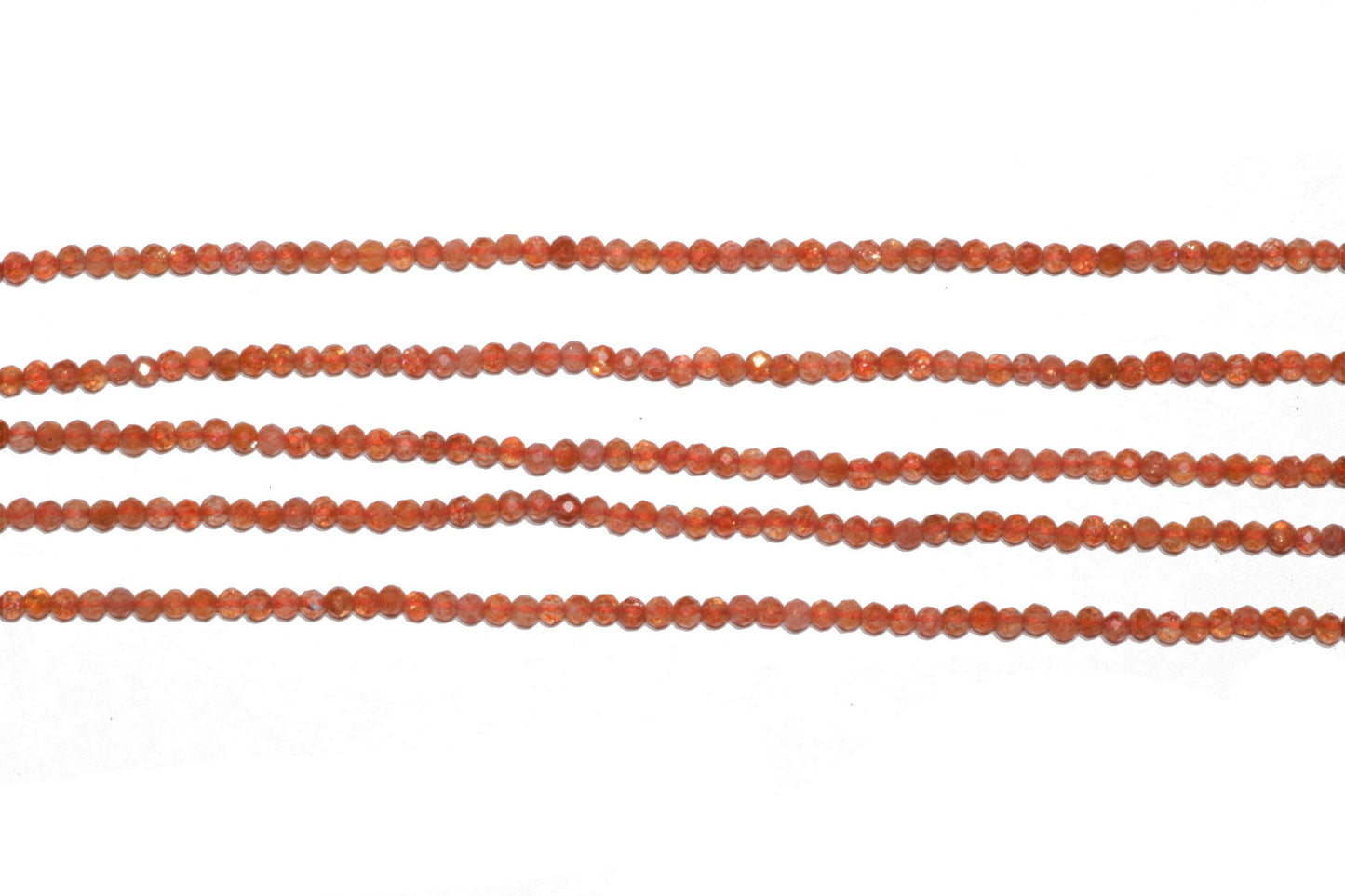 Orange Sunstone 2mm Faceted Rounds