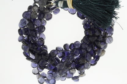 Blue Iolite 7mm Faceted Heart Shaped Briolettes