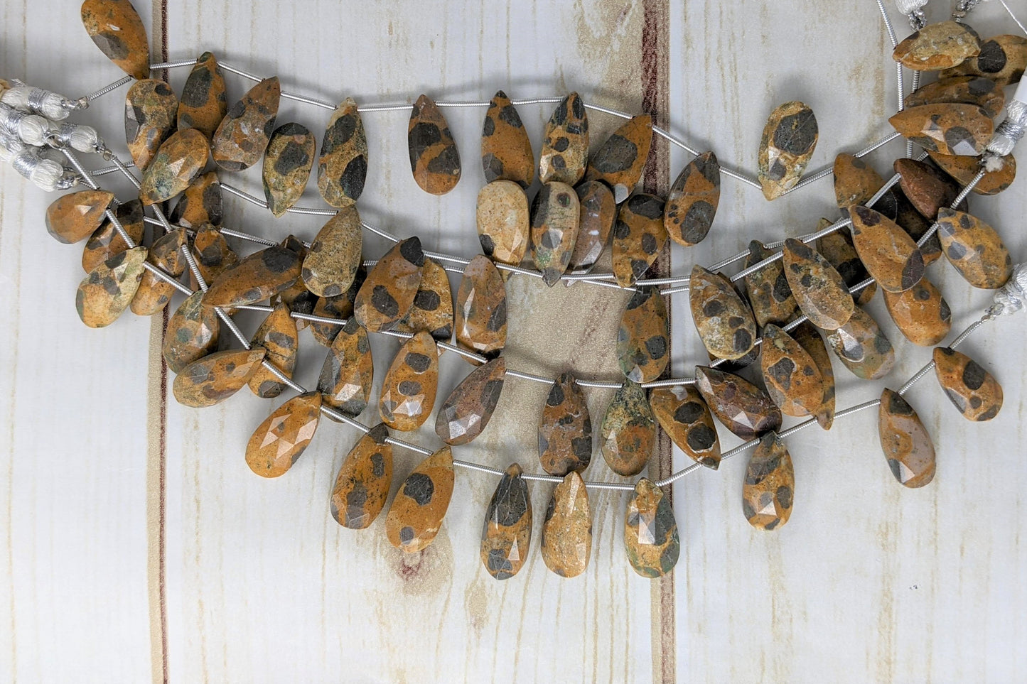 Brown Spotted Jasper 18x10mm Faceted Pear Shaped Briolettes