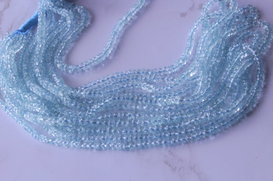 Blue Aquamarine 3.5mm Faceted Rondelles