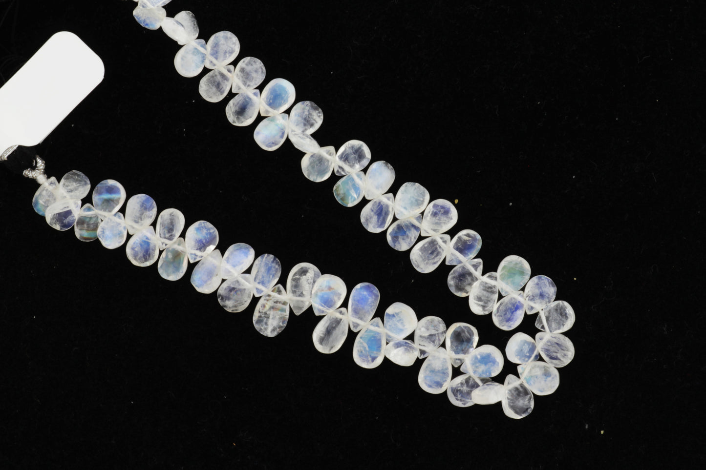 Blue Rainbow Moonstone 8x5mm Faceted Pear Shaped Briolettes