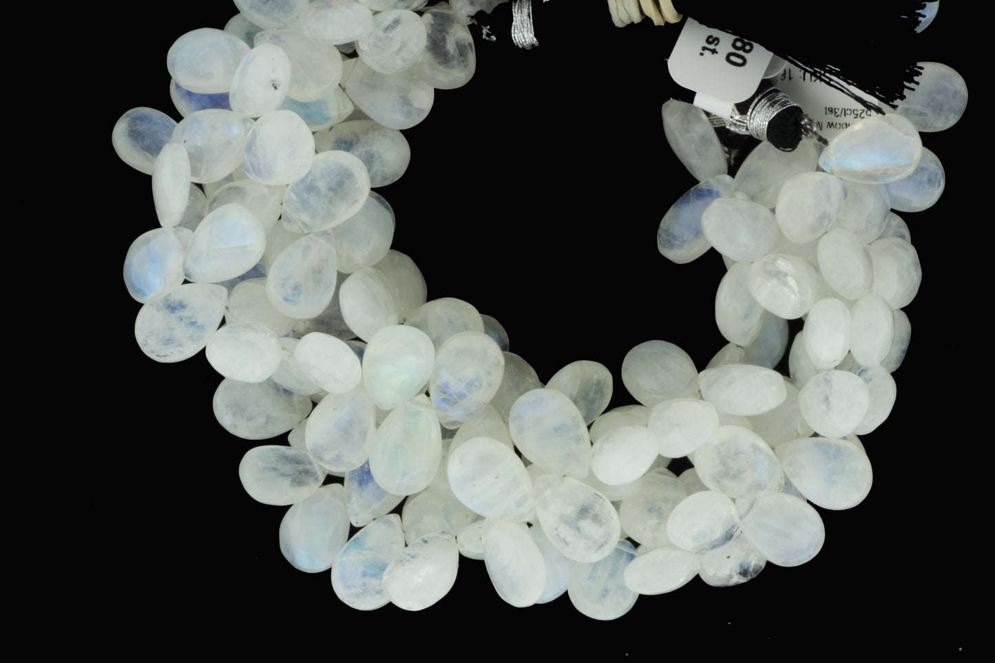 Blue Rainbow Moonstone 12x8mm Smooth Pear Shaped Briolettes