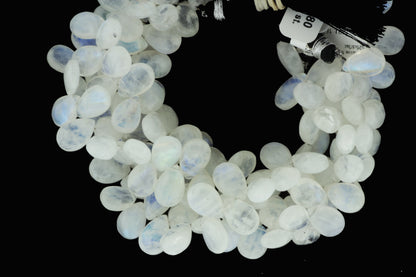 Blue Rainbow Moonstone 12x8mm Smooth Pear Shaped Briolettes
