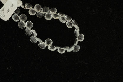 White Topaz 7mm Faceted Heart Shaped Briolettes