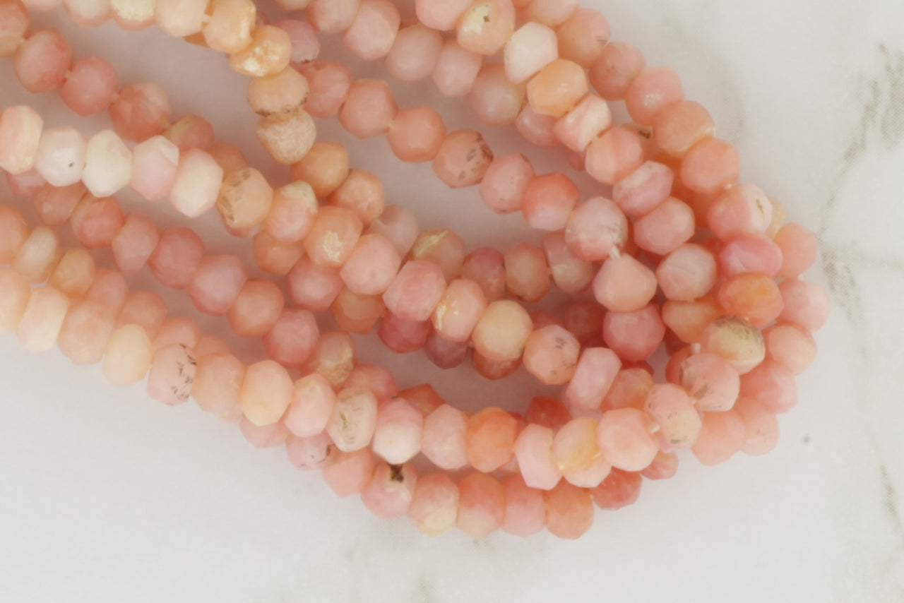 Ombre Pink Opal 3.5mm Faceted Rondelles
