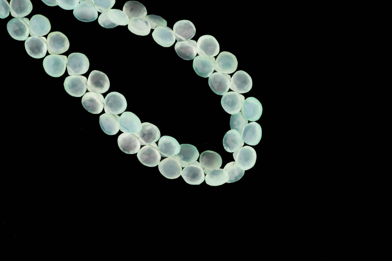 Aqua Chalcedony 7mm Faceted Heart Shaped Briolettes