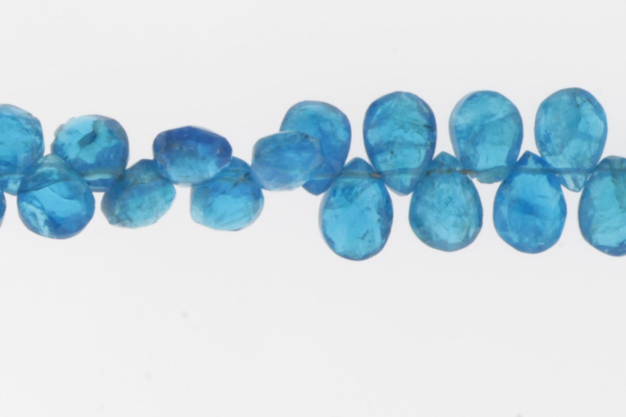 Neon Blue Apatite 7x5mm Faceted Pear Shaped Briolettes