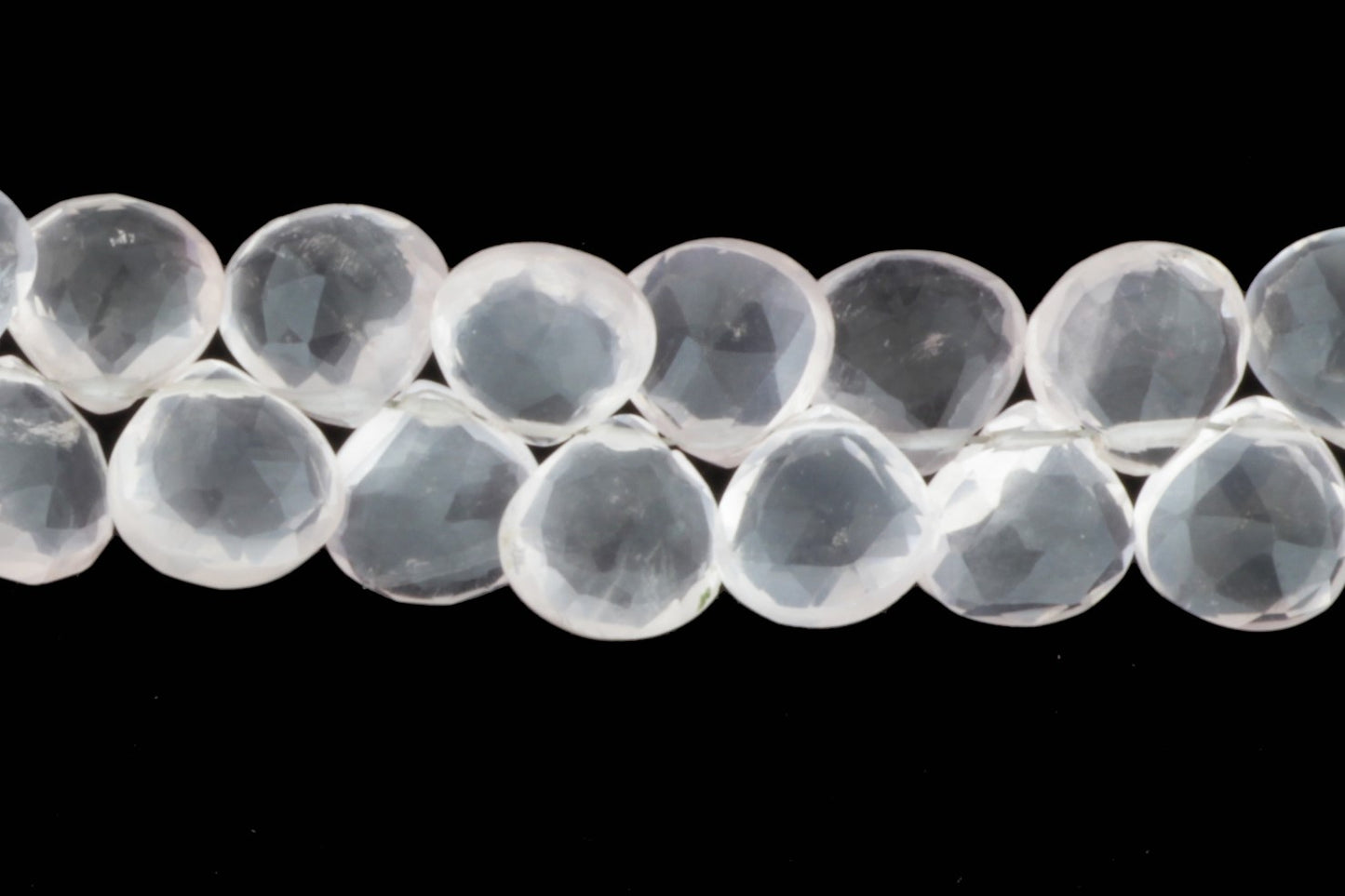 Pink Rose Quartz 9mm Faceted Heart Shaped Briolettes